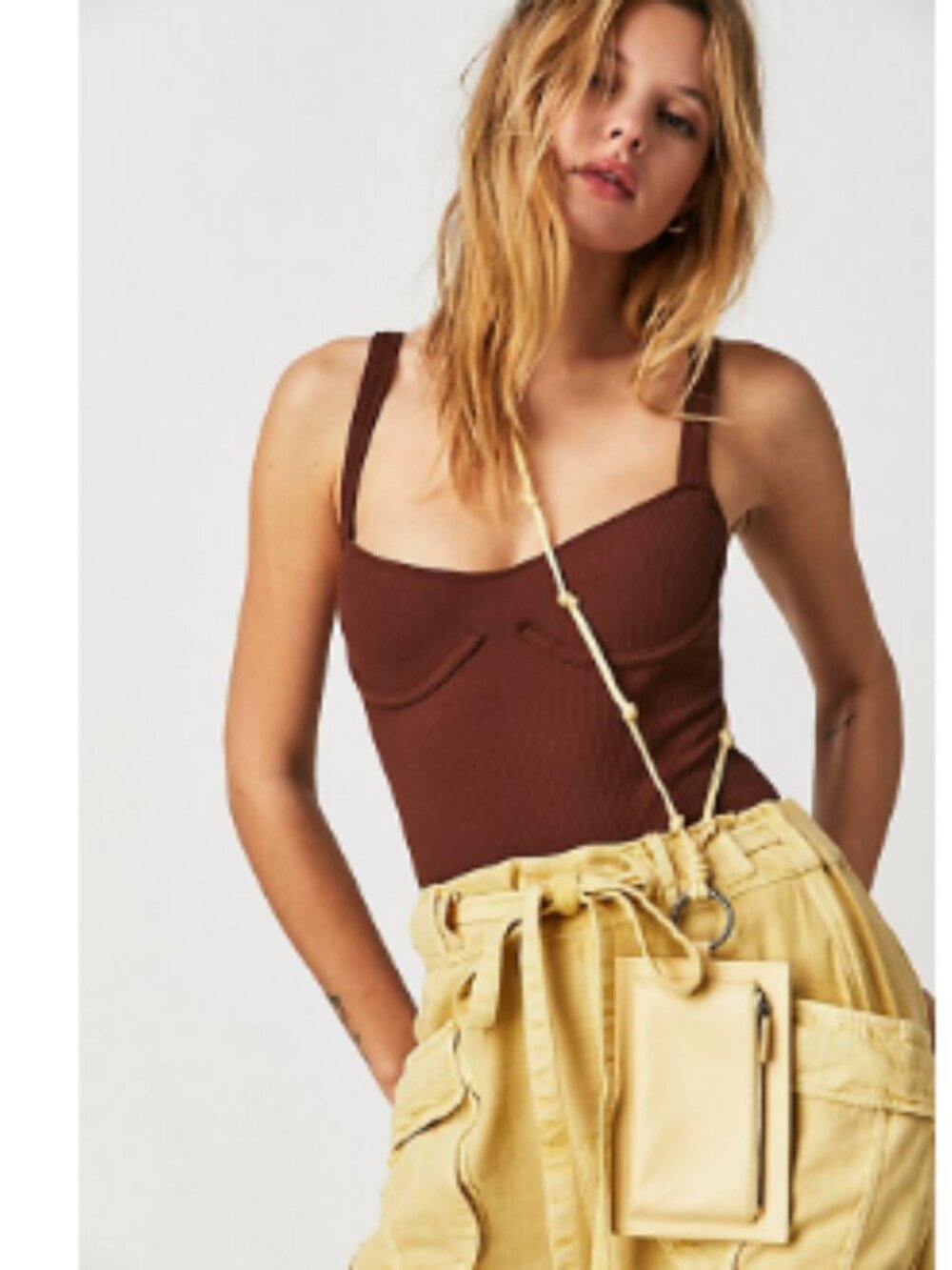 NEW NWT Free People Sun's Out Crossbody Banana Cream Yellow Bag Handbag Wallet